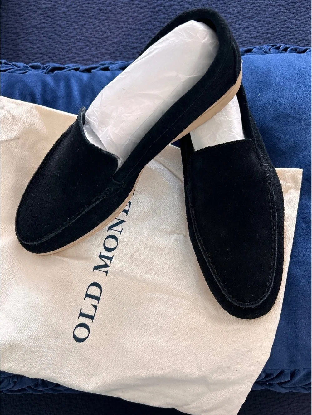 Old Money Mens Size 13 Black Faux Suede Loafers Slip On Moc Toe Driver Shoes